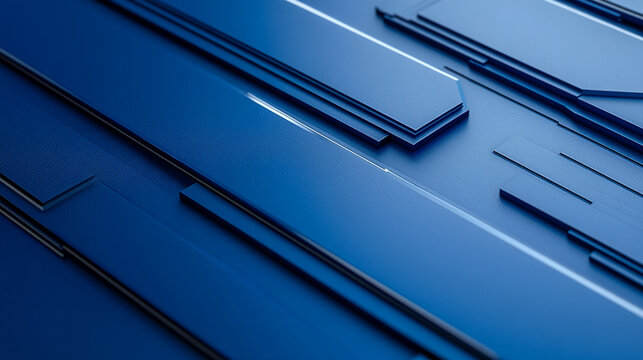 Captivating blue geometric panels a modern technological display evoking sleekness and innovation for high tech