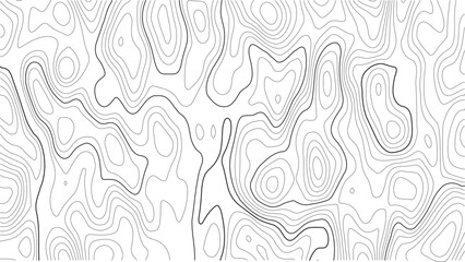 Fototapeta premium Elevation and Relief Map – Clean Line Topography Vector Art. Wavy Line Landscape – Abstract Geographical Navigation Map. Topographic Background Illustration – Contour Lines on White.
