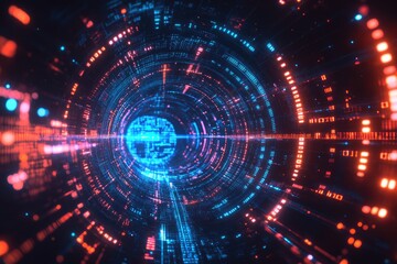 Abstract digital tunnel, vibrant colors