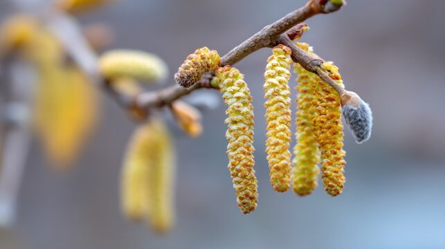 A branch with yellow flowers on it