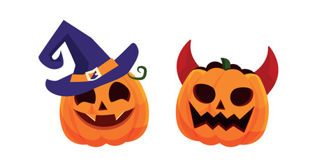 Vector Flat halloween pumpkins collection