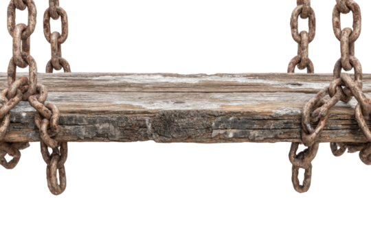Chained wood, aged look isolated on transparent PNG background