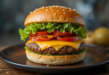 homemade and fresh tasty burger with cheese