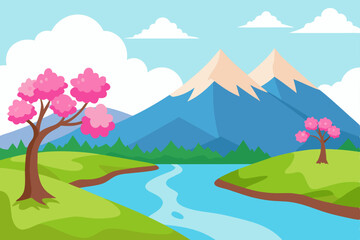 Fototapeta premium realistic spring nature background with a peaceful.svg