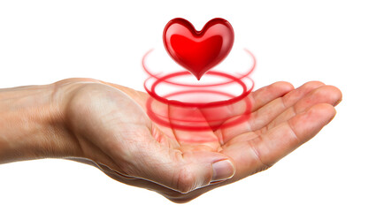 Fototapeta premium Red Heart Floating Above an Open Hand
