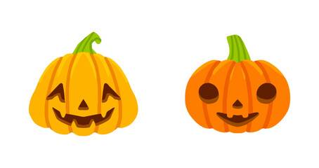 Vector Flat halloween pumpkins collection