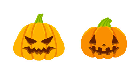 Vector Flat halloween pumpkins collection