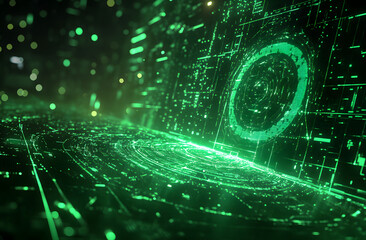 A vivid green radar display showcasing intriguing abstract patterns