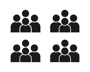 set of user group icon vector silhouette illustration isolated on white background