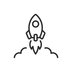 This minimalist rocket icon represents innovation, startups, and growth. Its editable design adds a modern touch, ideal for branding and presentations, symbolizing adventure and future technology