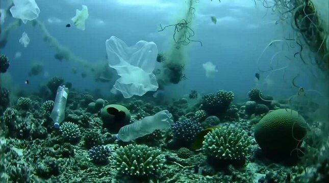Subsurface View: Plastic Clutter Disrupting Marine Environment
