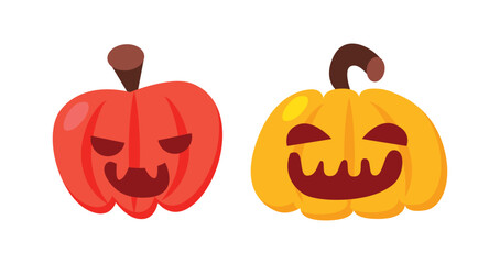 Vector Flat halloween pumpkins collection