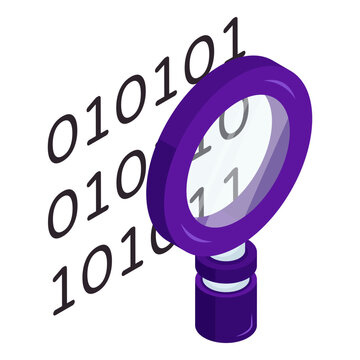 An editable design icon of search binary data 