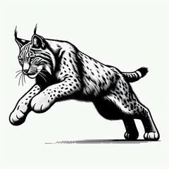 Lynx in Mid Leap Graphic Illustration suitable for marketing material
