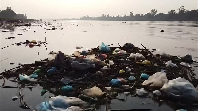 Widespread Contamination: Floating Garbage & Plastic Fill Rivers