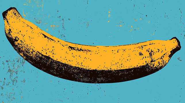 A striking pop art banana floats against a textured teal backdrop a symbol of vibrant energy modern art and playful