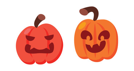 Fototapeta premium Vector Flat halloween pumpkins collection
