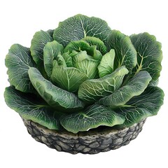 Obraz premium Decorative head of cabbage in a decorative stone basket high resolution photo