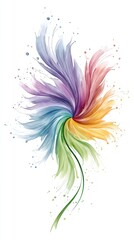 Obraz premium An abstract watercolor painting shows colorful swirling feathers upward.