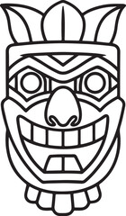 tiki mask line art, black outline, vector and illustration, coloring book page line art drawing