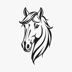 Horse head silhouette, horse head logo, animal emblem, horse symbol, vector illustration	