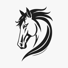 Horse head silhouette, horse head logo, animal emblem, horse symbol, vector illustration	