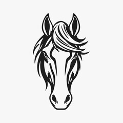 Horse head silhouette, horse head logo, animal emblem, horse symbol, vector illustration	