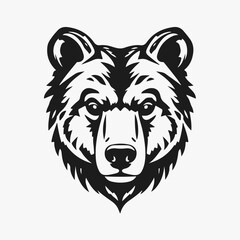 Bear head, wild animal emblem, fierce bear face, forest animal icon, vector illustration