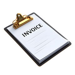 Clipboard holding an invoice isolate on white background 