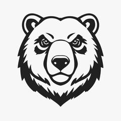 Bear head, wild animal emblem, fierce bear face, forest animal icon, vector illustration