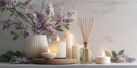Minimalist Home Decor with Aroma Diffuser and Scented Candles for Relaxing Atmosphere