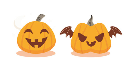 Vector Flat halloween pumpkins collection