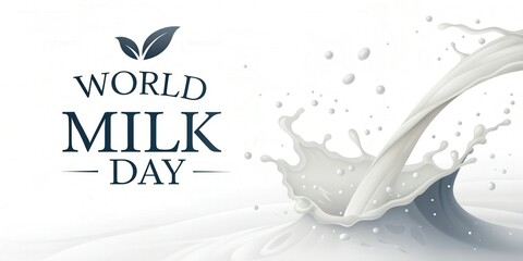 Celebration of World Milk Day with an abstract milk splash on a clean white background