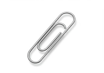 Photo of a Silver Paperclip on White Background with Shadow Detail