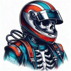 Skeleton Racer Portrait with Helmet suitable for editorial use