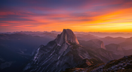 Obraz premium Majestic Mountain Peak at Sunrise Dramatic Landscape Photography