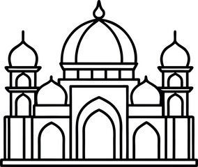 Outline mosque art. Vector Illustration. 