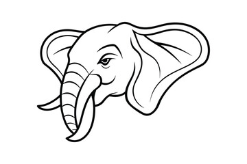 Line art illustration of an elephant head and neck in profile.eps