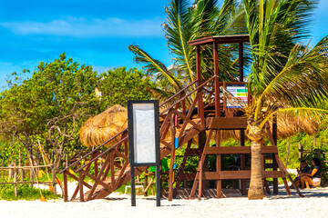 Lookout and watchtower on the Caribbean beach in Playa del Carmen Mexico.