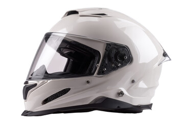Fototapeta premium Glossy white helmet isolated on transparent PNG background