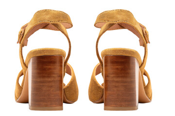 Suede heels rear view isolated on transparent PNG background