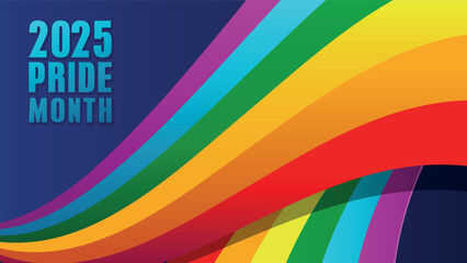 Pride design concept. LGBT Abstract background with Symbols and geometric forms in rainbow colors against blue background. Rainbow community poster for LGBT History Month.