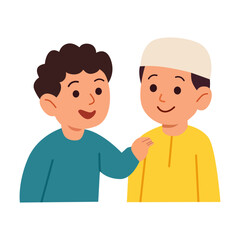 Friendly Kids Smiling Together – Multicultural Children Illustration