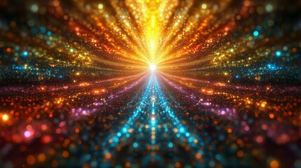 Obraz premium Dazzling light tunnel of colorful particles