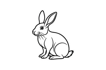 Line art illustration of a sitting rabbit with long ears.eps