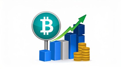 Bitcoin growth, cryptocurrency bull market, rocket record heights conceptual background