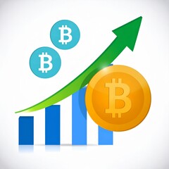Bitcoin growth, cryptocurrency bull market, rocket record heights conceptual background