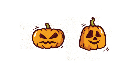 Vector Flat halloween pumpkins collection