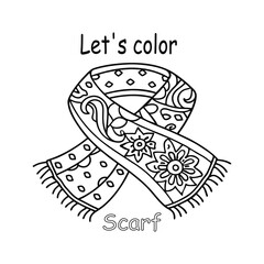 Winter Icons Coloring Page: Scarf for Kids