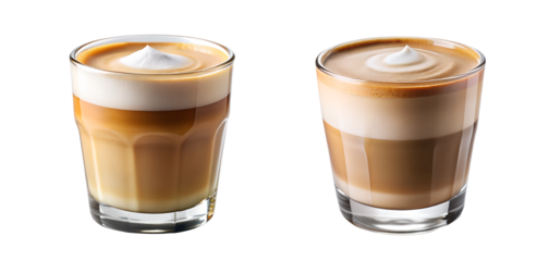 Spanish Cortado Coffee Served in a Glass Isolated on Transparent Background